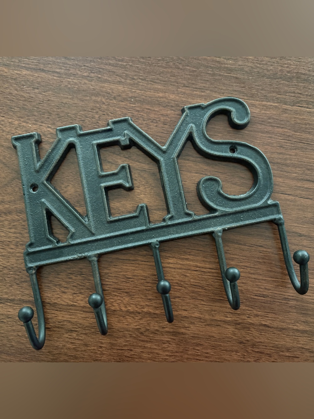 KEYS Wall Hook Rack - Black Cast Iron Key Organizer